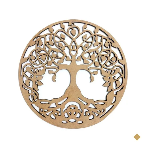 Mandala Arvore Vida - Mdf - Cru - Quadro Adesivo - 20cm