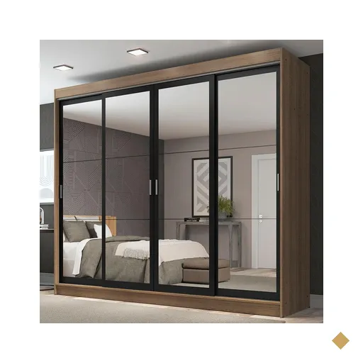 Guarda-Roupa Casal Madesa Austin 4 Portas de Correr de Espelho 3 Gavetas -…