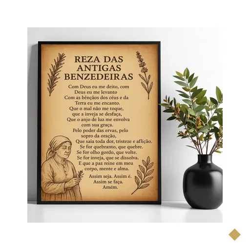 Quadro Reza Das Antigas Benzedeiras 45x34cm:moldura Branca