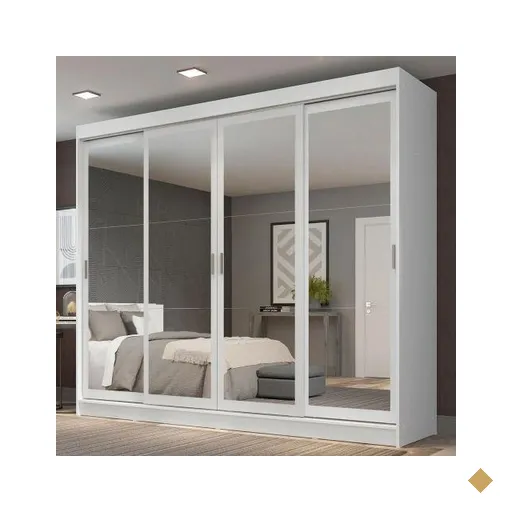 Guarda-Roupa Casal Madesa Austin 4 Portas de Correr de Espelho 3 Gavetas -…