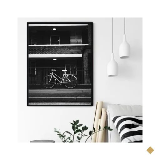 Quadro Decorativo Bicicleta Retro Calçada - 70x50cm:moldura Branca