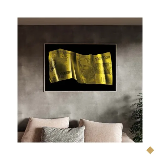 Quadro Decorativo Tela Canvas Conceito Nota de 1 Milhão com Moldura Prata -…
