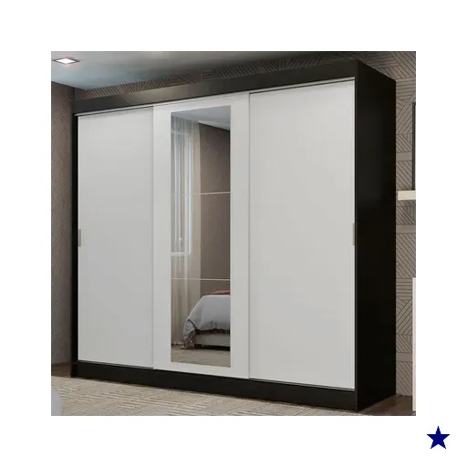 Guarda-Roupa Casal Madesa Kansas 3 Portas de Correr com Espelho 3 Gavetas -…