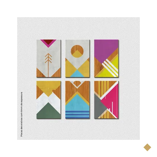 Grafismos - Quadro ou Placa Decorativa com 6 Peças É Decoração Quadros e…