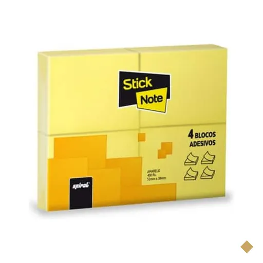 Bloco Autoadesivo Amarelo, 4 Blocos 400 folhas (100 Folhas Cada Bloco), 38mm x…