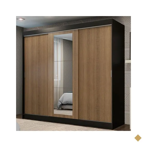 Guarda-Roupa Casal Madesa Kansas 3 Portas de Correr com Espelho 3 Gavetas -…