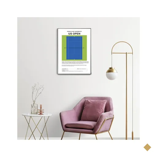 Quadro Decorativo Torneio de Tênis Us Open com Moldura Filete