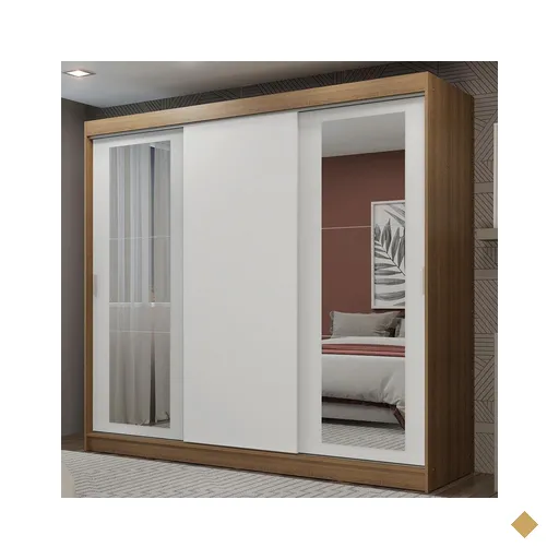 Guarda-Roupa Casal Madesa Kansas 3 Portas de Correr com Espelhos 3 Gavetas -…