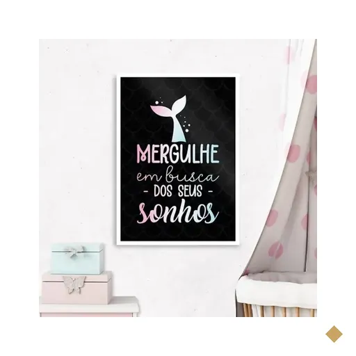 Quadro Mergulhe em Busca Dos Seus Sonhos 33x24cm:moldura Branca