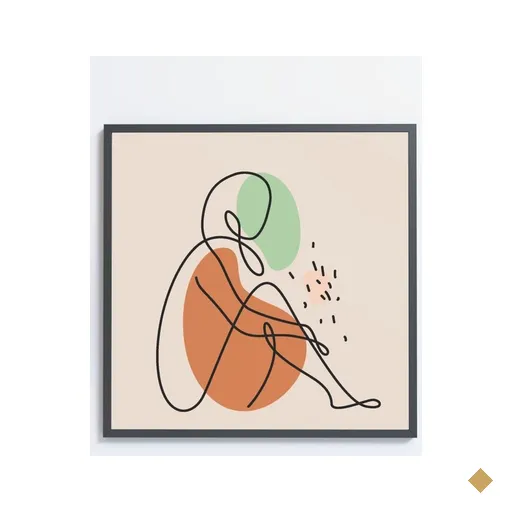 Quadro Decorativo Feminino Silhueta Sentada Artística Contínua - 80x80 Cm -…