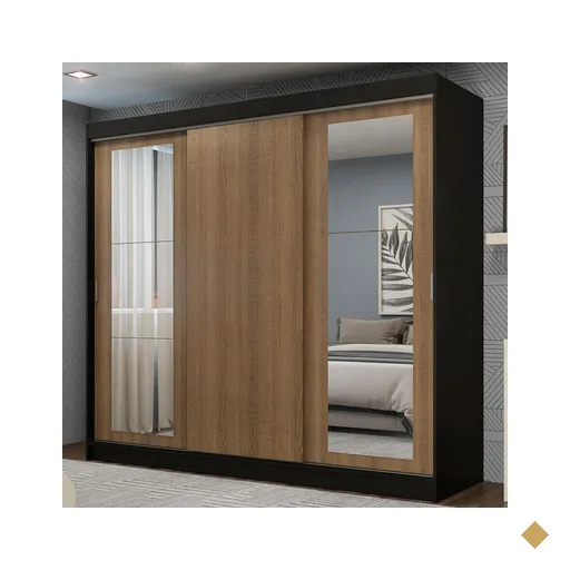 Guarda-Roupa Casal Madesa Kansas 3 Portas de Correr com Espelhos 3 Gavetas -…