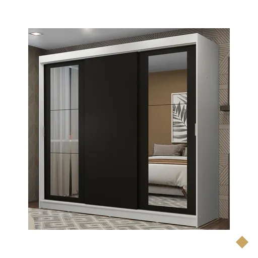 Guarda-Roupa Casal Madesa Kansas 3 Portas de Correr com Espelhos 3 Gavetas -…