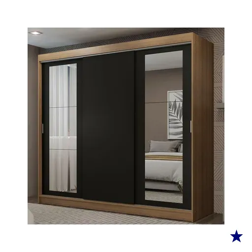 Guarda-Roupa Casal Madesa Kansas 3 Portas de Correr com Espelhos 3 Gavetas -…