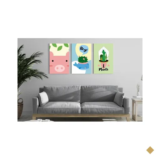 Trio de Placas Decorativas Plantas em Impressão UV-20x30
