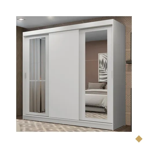 Guarda-Roupa Casal Madesa Kansas 3 Portas de Correr com Espelhos 3 Gavetas -…