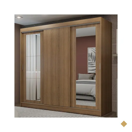 Guarda-Roupa Casal Madesa Kansas 3 Portas de Correr com Espelhos 3 Gavetas -…