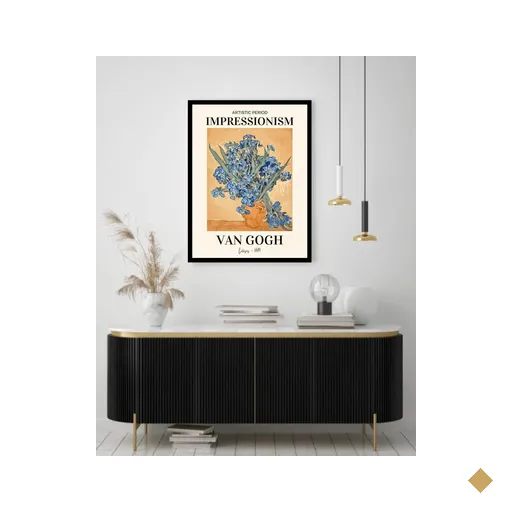 Quadro Decorativo Van Gogh Lilises - 70x50cm:moldura Branca