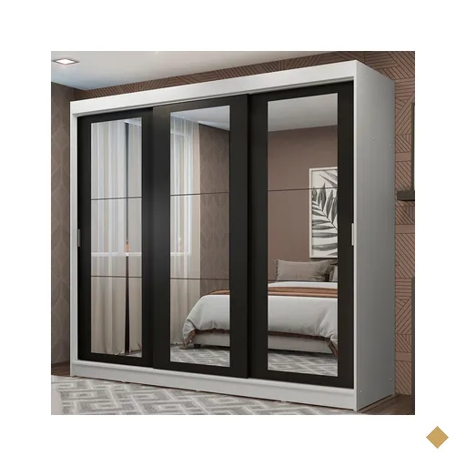 Guarda-Roupa Casal Madesa Kansas 3 Portas de Correr de Espelho 3 Gavetas -…