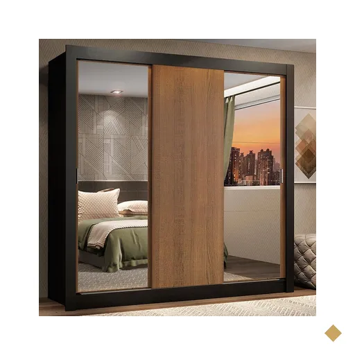 Guarda-Roupa Casal Madesa Lyon 3 Portas de Correr com Espelhos 2 Gavetas -…