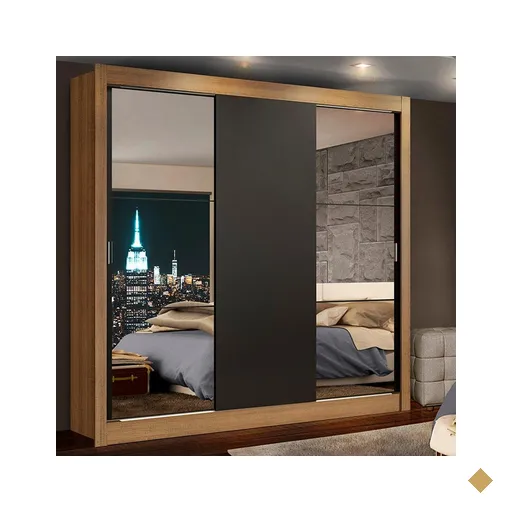 Guarda-Roupa Casal Madesa Lyon 3 Portas de Correr com Espelhos 2 Gavetas -…