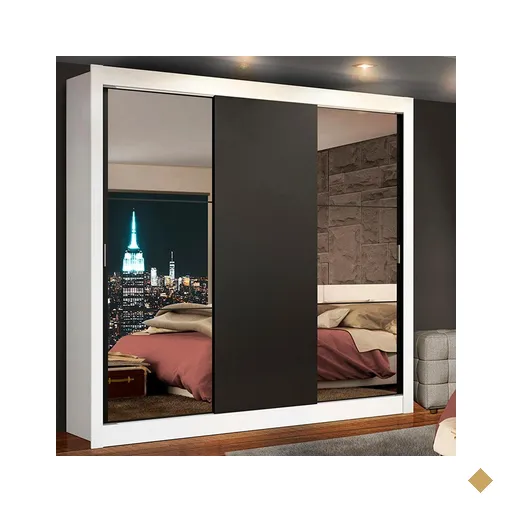 Guarda-Roupa Casal Madesa Lyon 3 Portas de Correr com Espelhos 2 Gavetas -…
