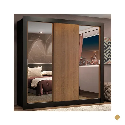 Guarda-Roupa Casal Madesa Lyon Plus 3 Portas de Correr com Espelhos 4 Gavetas -…