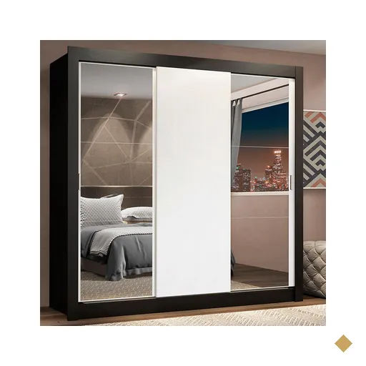 Guarda-Roupa Casal Madesa Lyon Plus 3 Portas de Correr com Espelhos 4 Gavetas -…