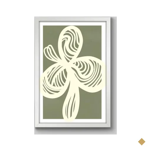 Quadro Composição Abstrata Círculos Bege - 60x40cm - Moldura Caixa Branco