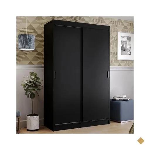Guarda-Roupa Solteiro Madesa Tokio 2 Portas de Correr 2 Gavetas - Preto