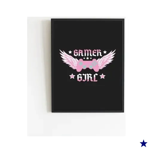 Quadro Decorativo Gamer Girl 24x18cm - com Vidro:madeira Branca