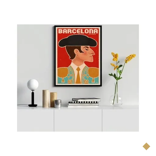 Quadro Decorativo Toureiro Barcelona 45x34cm:madeira Branca