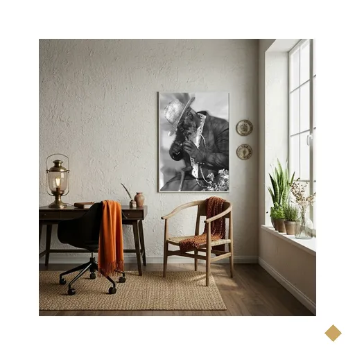 Quadro Decorativo Preto Velho - Entidade Espiritual -70x50cm:moldura Branca