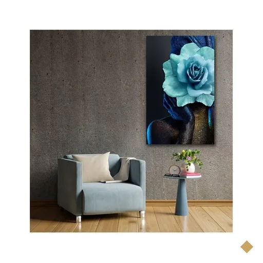 Quadro Arte Conceito Color Paint Woman Blue Rose C- Moldura Dourada Tamanho:90…