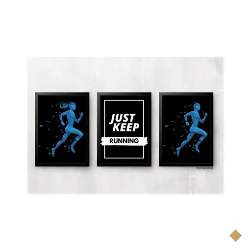 Kit 3 Quadros para Casa - Just Keep Running:pinus