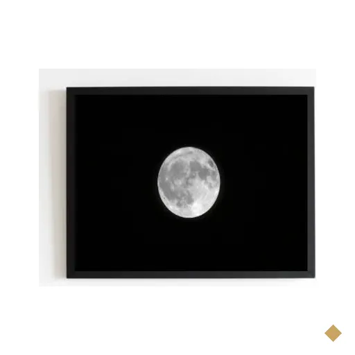 Quadro Fotografia Lua Cheia 24x18cm - com vidro:Madeira preta