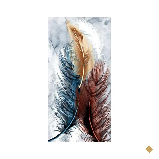 Quadro Decorativo Folha Azul Amarelo E Vermelho