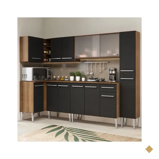 Cozinha Completa de Canto Madesa Emilly Space com Armário Vidro Miniboreal…