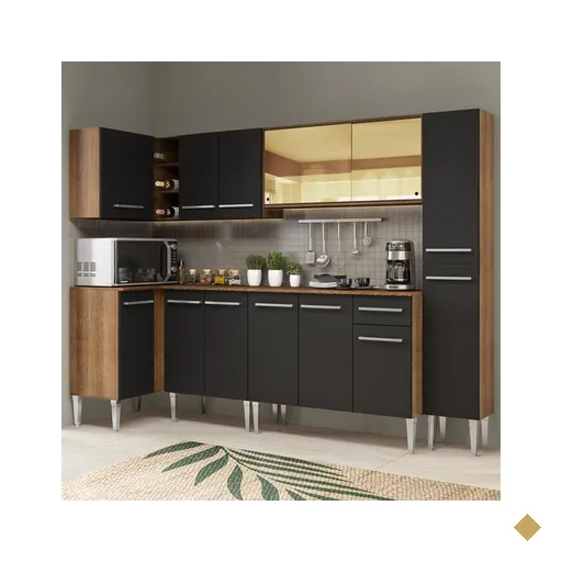 Cozinha Completa de Canto Madesa Emilly Wave com Armário Vidro Reflex, Balcão…