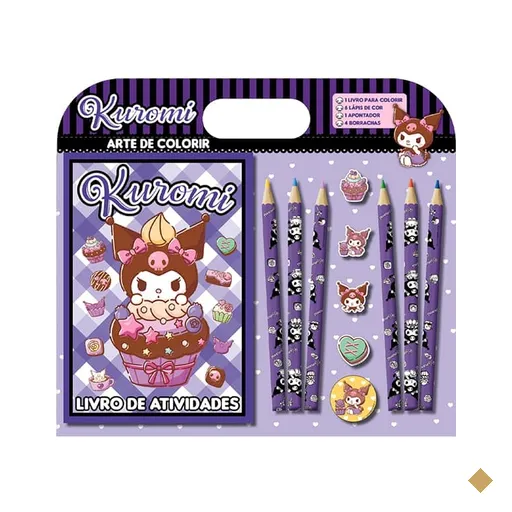 Livro para colorir infantil Kuromi, Arte de colorir Kuromi, Ed Online - PT 1 UN