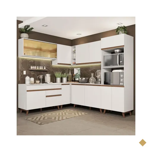 Cozinha Completa de Canto Madesa Reims 452001 com Armário e Balcão