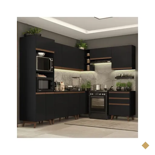 Cozinha Completa de Canto Madesa Reims 462002 com Armário e Balcão