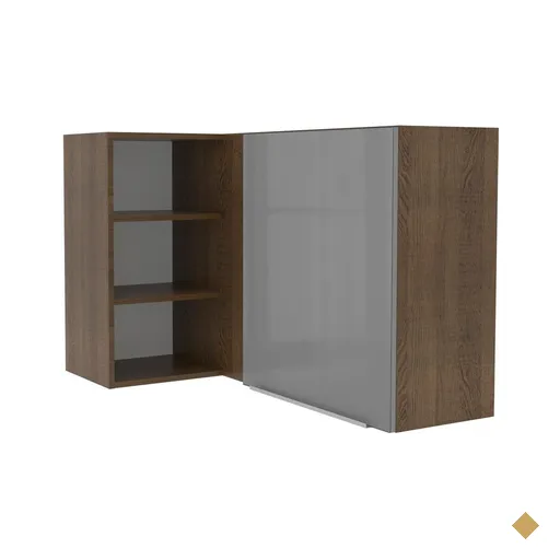 Armário Aéreo de Canto com Adega Acoplada Madesa Lux 1 Porta - Rustic/Cinza