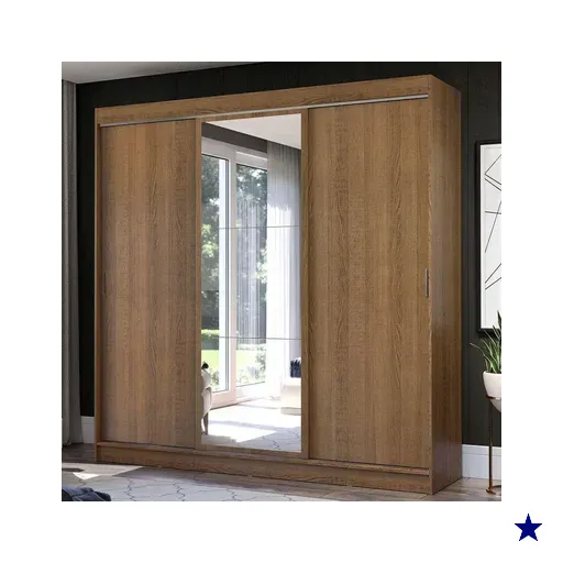 Guarda-Roupa Casal Madesa Istambul 3 Portas de Correr com Espelho 3 Gavetas