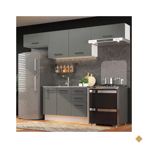 Cozinha Compacta Madesa Agata 280002 com Armário e Balcão - Branco/Cinza