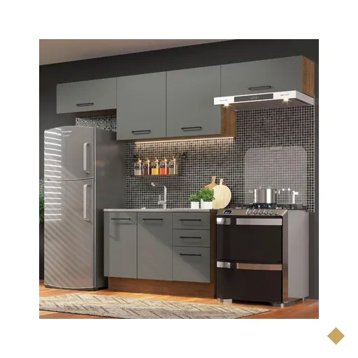 Cozinha Compacta Madesa Agata 280002 com Armário e Balcão - Rustic/Cinza