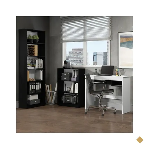 Escrivaninha Madesa Rubi + Estante 6908 + Estante 6907 - Preto/Branco