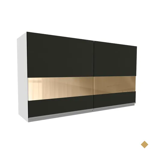 Armário de Cozinha Aéreo 120 cm 2 Portas com Vidro Branco/Preto Glamy Madesa