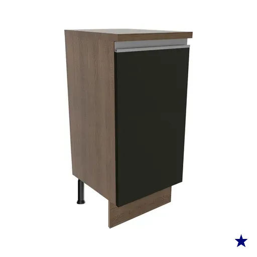 Balcão Armário de Cozinha 35 cm 1 Porta Rustic/Preto Glamy Madesa