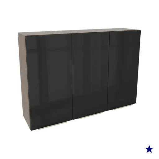Armário Aéreo Madesa Lux 120 cm 3 Portas - Rustic/Preto
