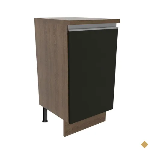 Balcão Armário de Cozinha 40 cm 1 Porta Rustic/Preto Glamy Madesa
